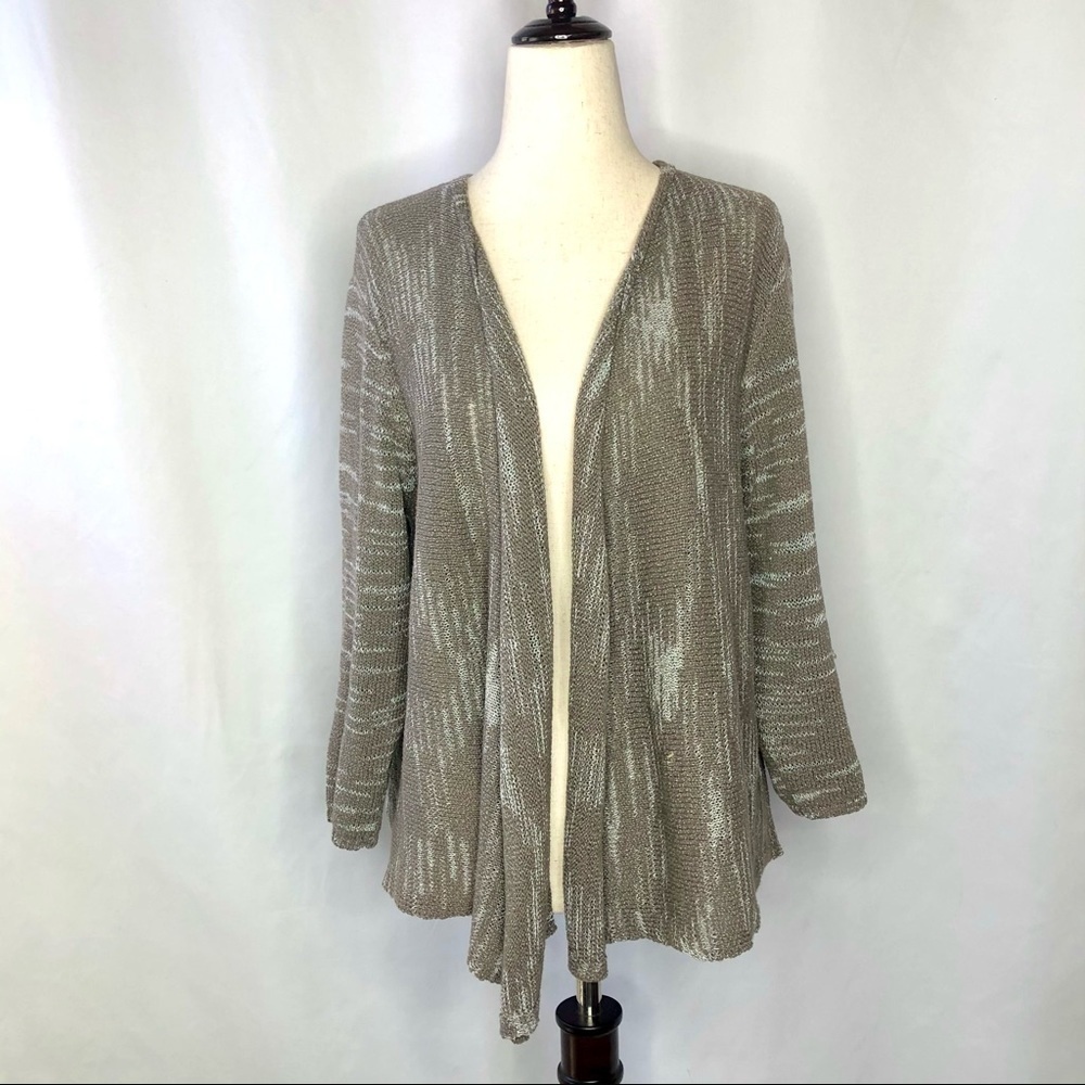 Pure Jill open front space dye sweater taupe Large